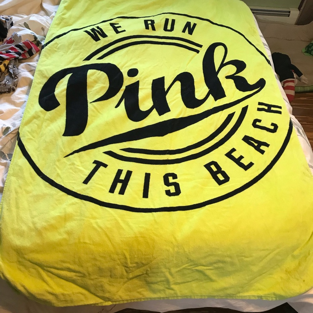 VS Pink neon green beach towel